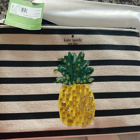 NWT Kate Spade pineapple wristlet with stripes and gems - Picture 7 of 10